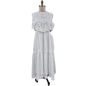 Impressions white Embroidered Maxi dress Sz 1X Wedding Summer Beach Travel NWT